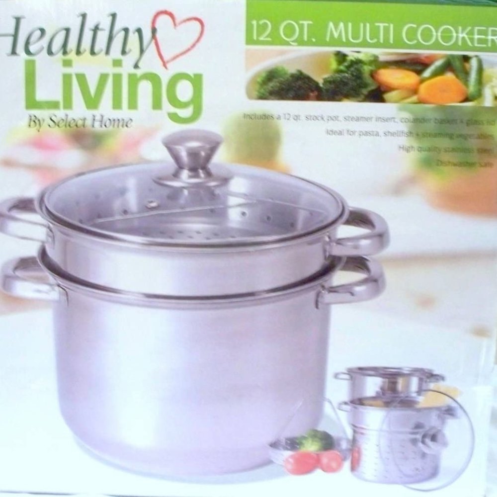 12 Qt Stock Pot with Steamer Insert and Colander t